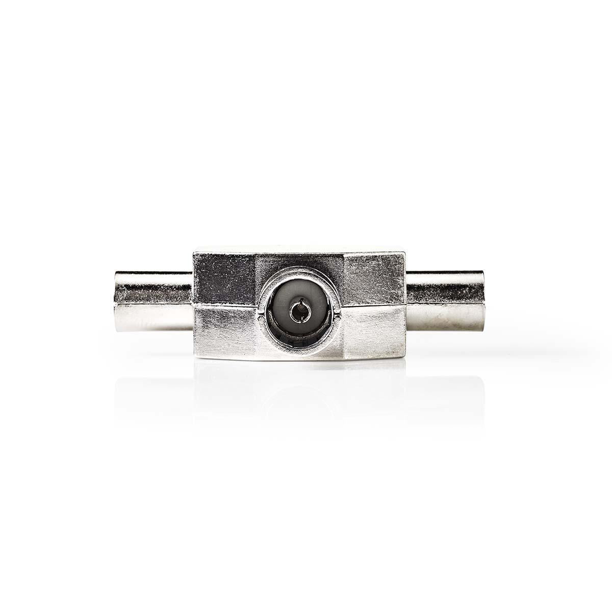 Satellite & Antenna Adapter | 2x Coax Male | IEC (Coax) Female | Nickel Plated | 75 Ohm | T-Splitter | Metal | Silver | 1 pc. | Envelope