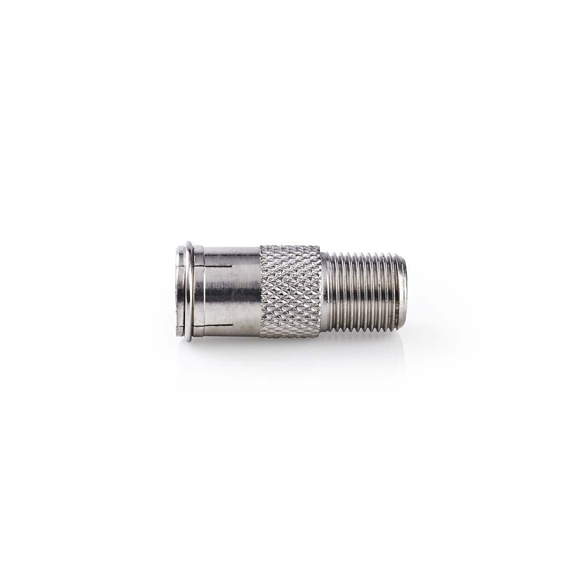 Satellite & Antenna Adapter | F Male Quick | F Female | Nickel Plated | 75 Ohm | Straight | Metal | Silver | 10 pieces. | Envelope
