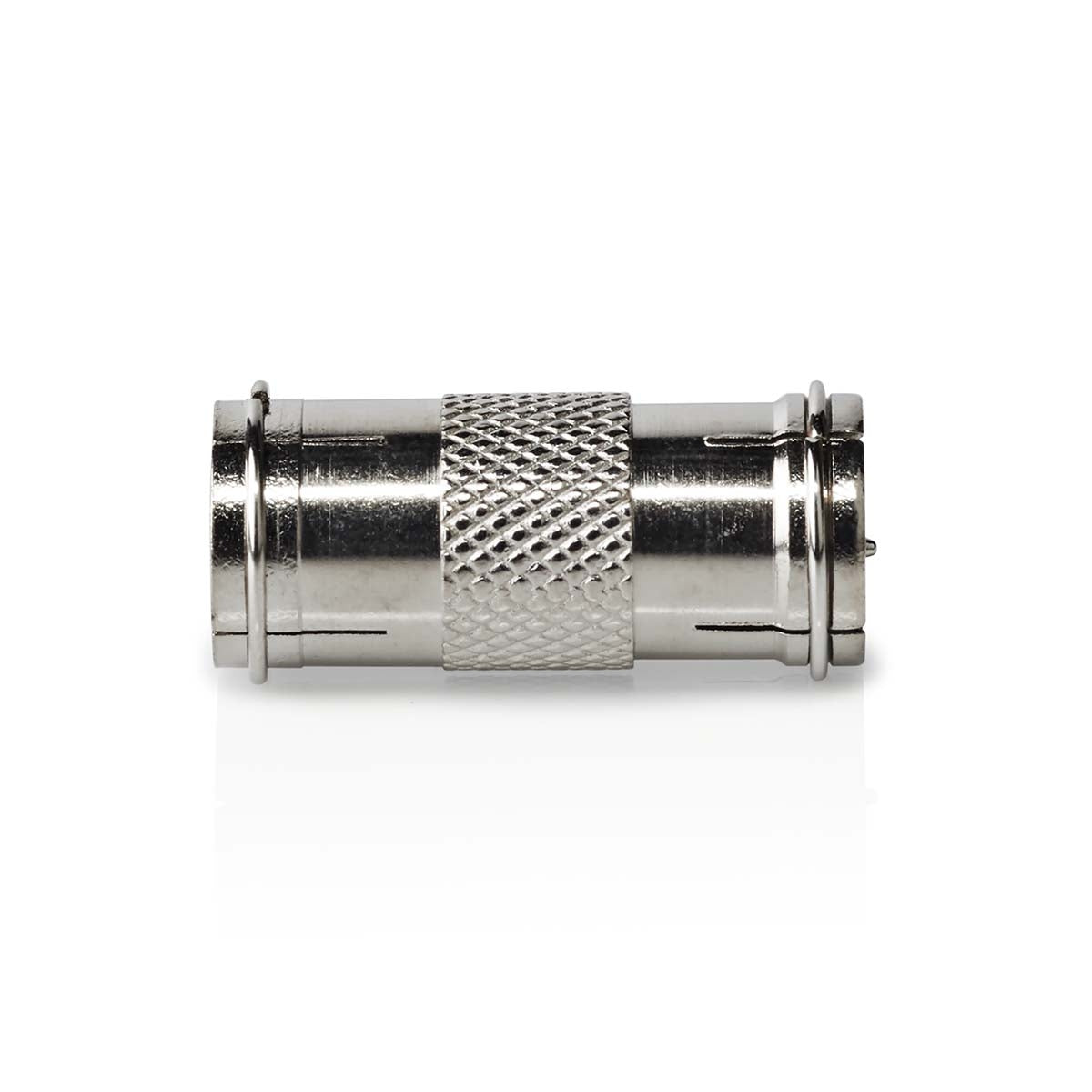 Satellite & Antenna Adapter | F Male Quick | F Male Quick | Nickel Plated | 75 Ohm | Straight | Metal | Silver | 10 pieces. | Envelope