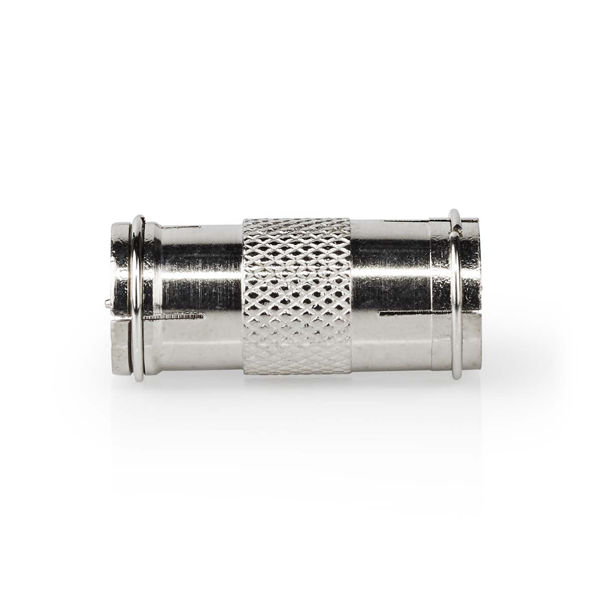 Satellite & Antenna Adapter | F Male Quick | F Male Quick | Nickel Plated | 75 Ohm | Straight | Metal | Silver | 10 pieces. | Envelope