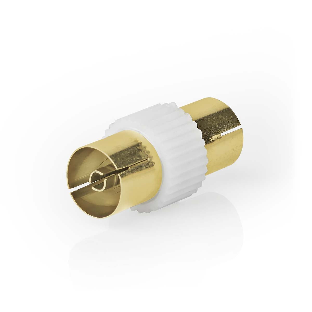 Satellite & Antenna Adapter | IEC (Coax) Female | IEC (Coax) Female | Nickel Plated | 75 Ohm | Straight | Metal / Plastic | White | 1 pc. | Box