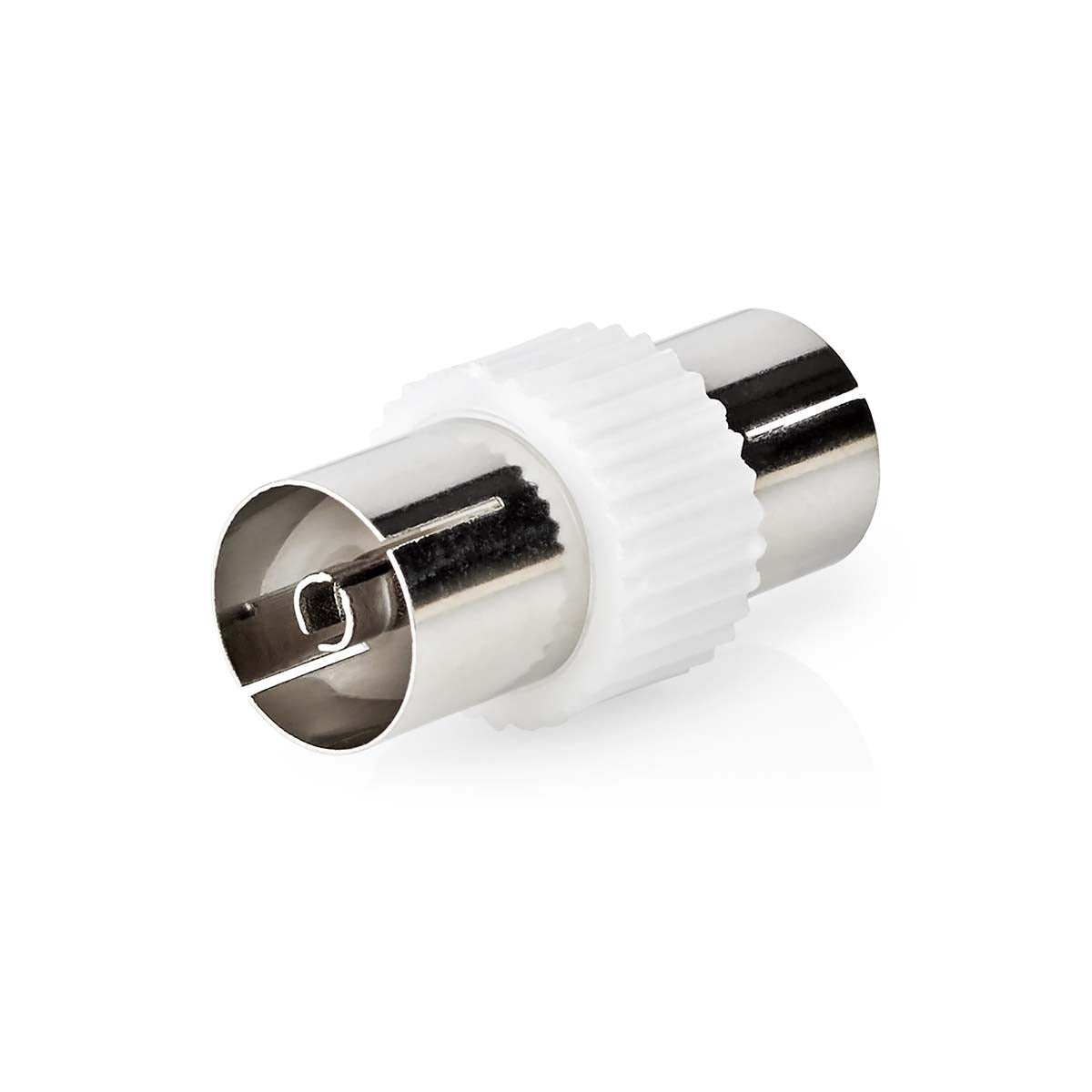 Satellite & Antenna Adapter | IEC (Coax) Female | IEC (Coax) Female | Nickel Plated | 75 Ohm | Straight | Metal / Plastic | White | 1 pc. | Envelope