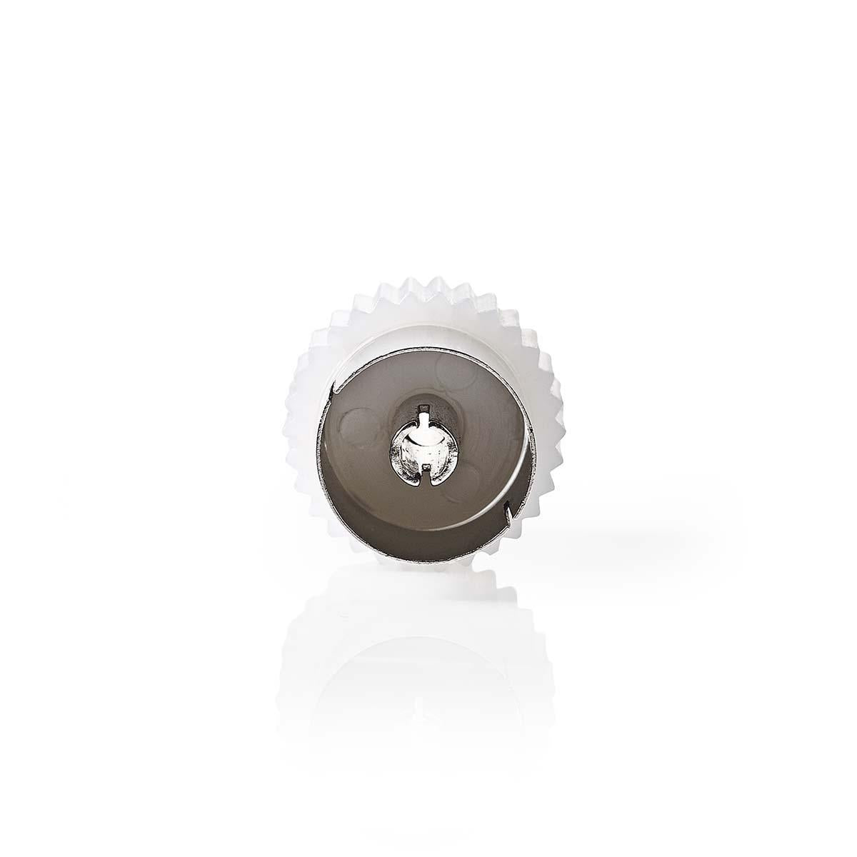 Satellite & Antenna Adapter | IEC (Coax) Female | IEC (Coax) Female | Nickel Plated | 75 Ohm | Straight | Metal / Plastic | White | 1 pc. | Envelope