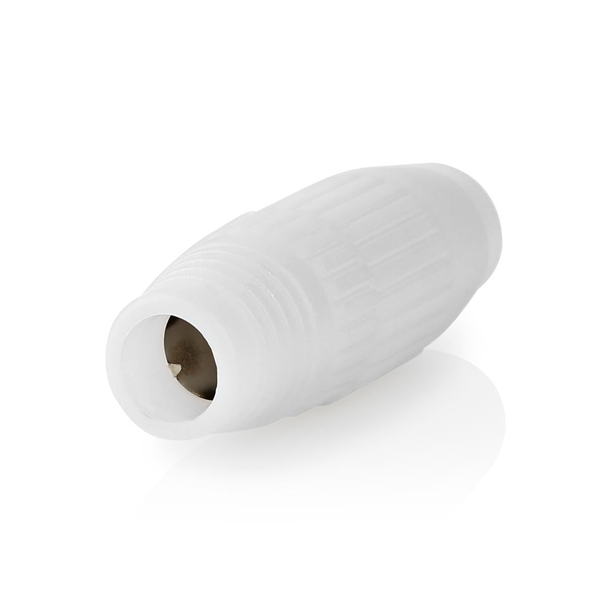 Satellite & Antenna Adapter | IEC (Coax) Female | IEC (Coax) Female | Nickel Plated | 75 Ohm | Straight | Plastic | White | 1 pc. | Window Box with Euro Lock