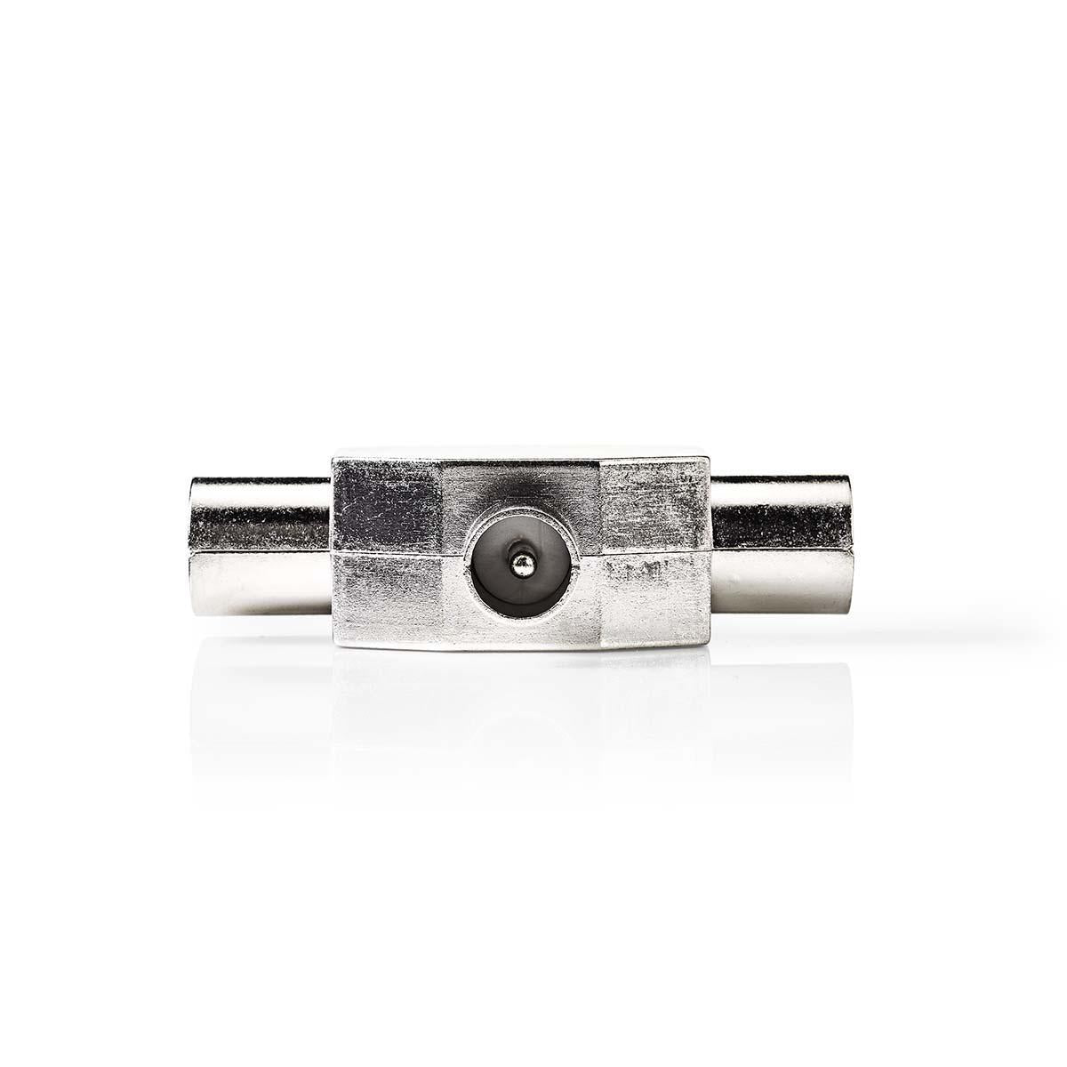 Satellite & Antenna Adapter | IEC (Coax) Male | 2x Coax Female | Nickel Plated | 75 Ohm | T-Splitter | Metal | Silver | 1 pc. | Envelope