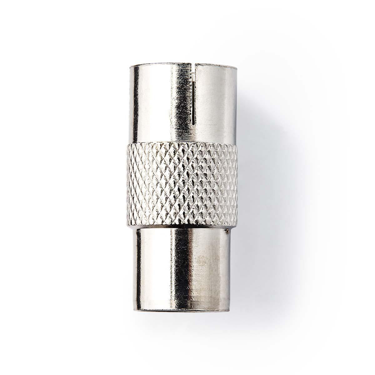 Satellite & Antenna Adapter | IEC (Coax) Male | IEC (Coax) Female | Nickel Plated | 75 Ohm | Straight | Metal | Silver | 1 pc. | Blisters