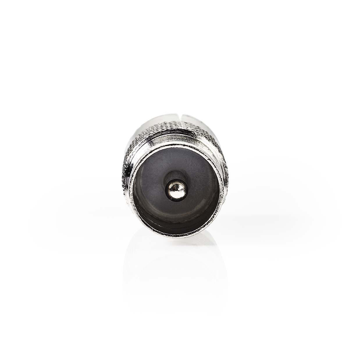 Satellite & Antenna Adapter | IEC (Coax) Male | IEC (Coax) Female | Nickel Plated | 75 Ohm | Straight | Metal | Silver | 1 pc. | Envelope