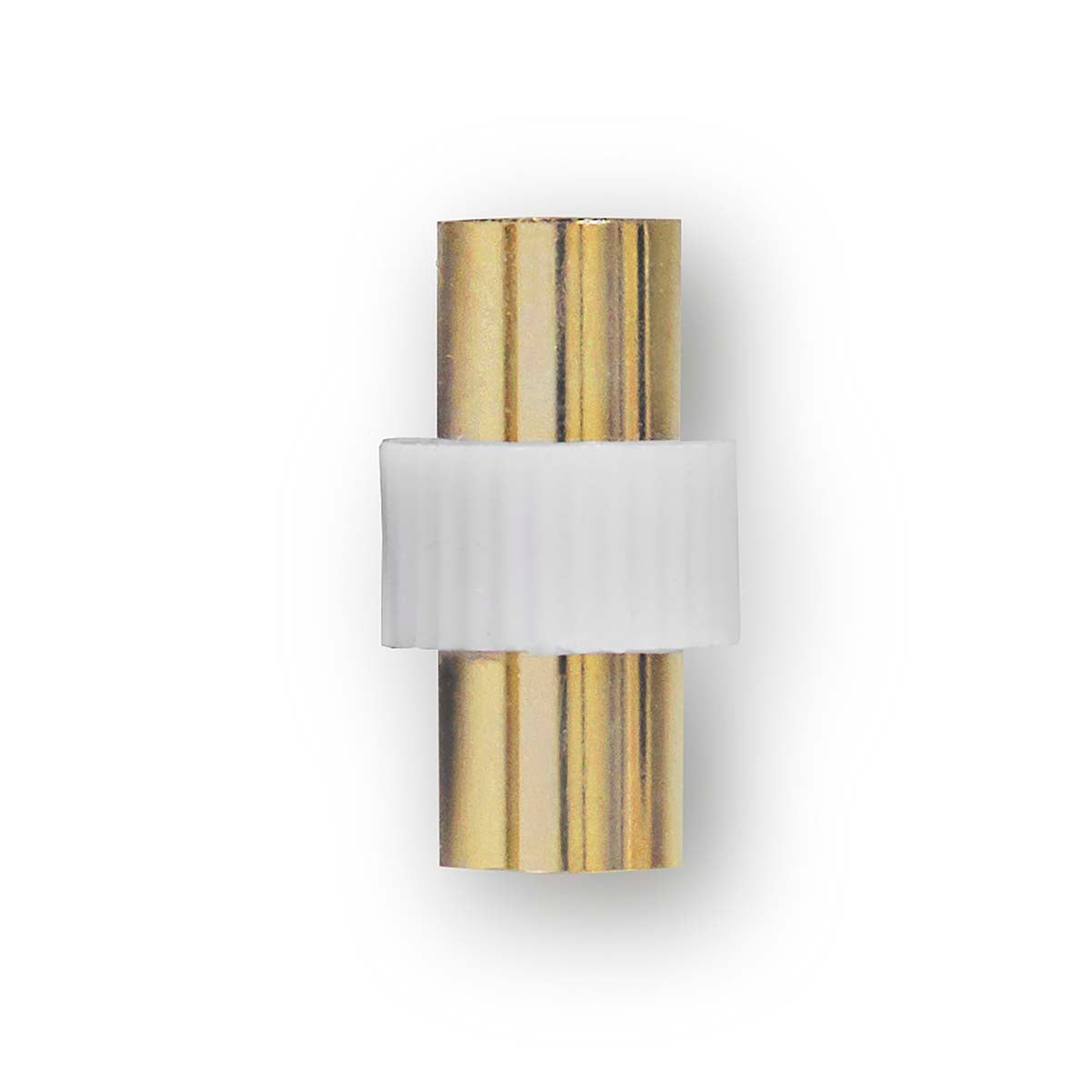 Satellite & Antenna Adapter | IEC (Coax) Male | IEC (Coax) Male | Gold Plated | 75 Ohm | Straight | Metal / Plastic | White | 1 pc. | Box
