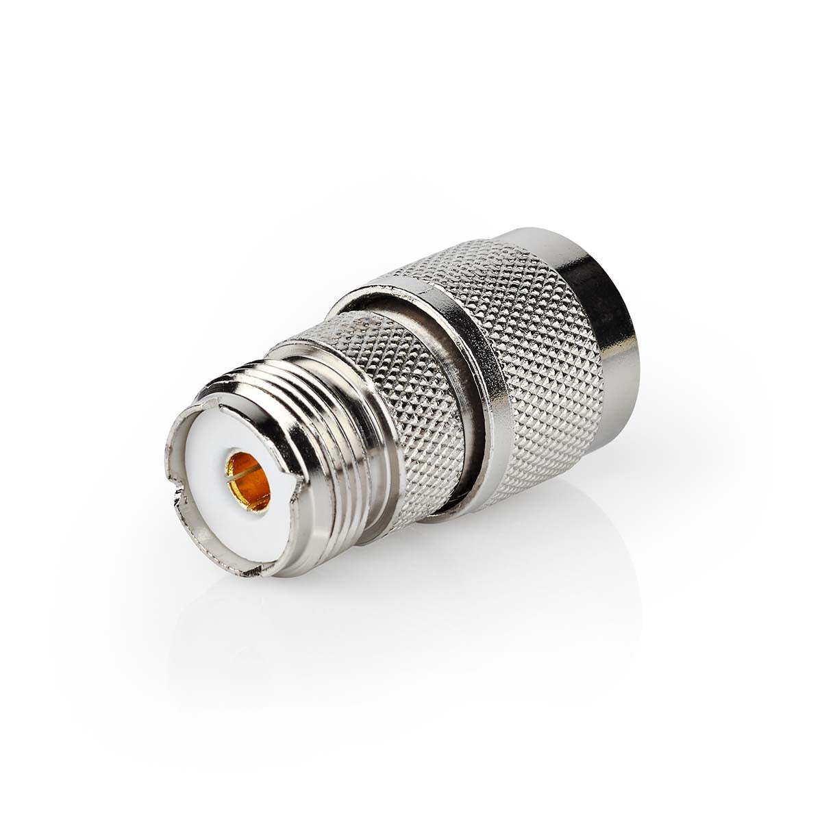 Satellite & Antenna Adapter | N Male | PL259 Female | Nickel Plated | 75 Ohm | Straight | Metal | Silver | 10 pieces. | Envelope
