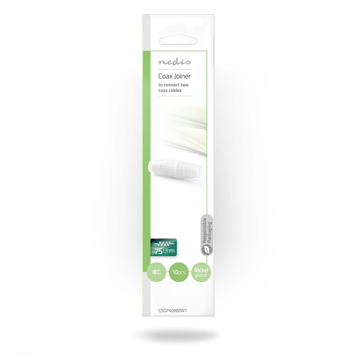 Satellite & Antenna Adapter | Screw clamp | Screw clamp | Nickel Plated | 75 Ohm | Straight | ABS | White | 10 pieces. | Envelope