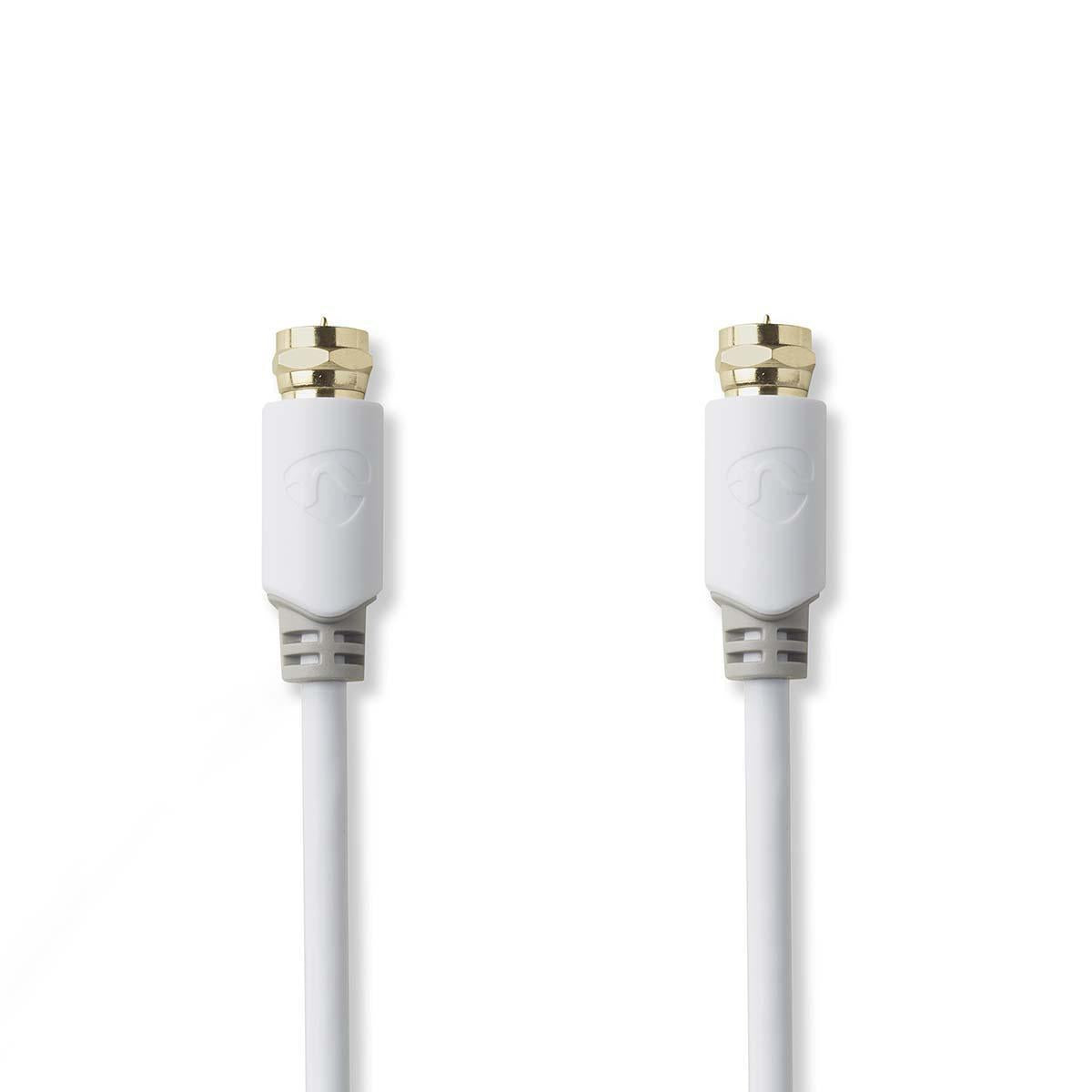 Satellite & Antenna cable | F Male | F Male | Gold Plated | 75 Ohm | Single shell protection | 5.00 m | Round | PVC | White | Plastic bag