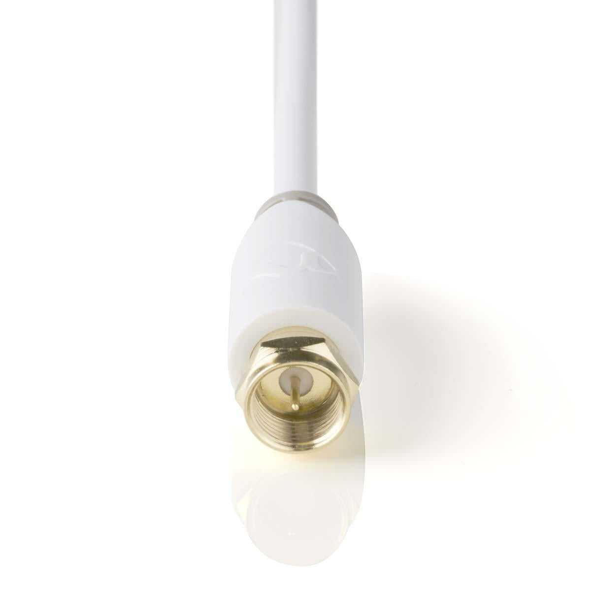 Satellite & Antenna cable | F Male | F Male | Gold Plated | 75 Ohm | Single shell protection | 5.00 m | Round | PVC | White | Plastic bag