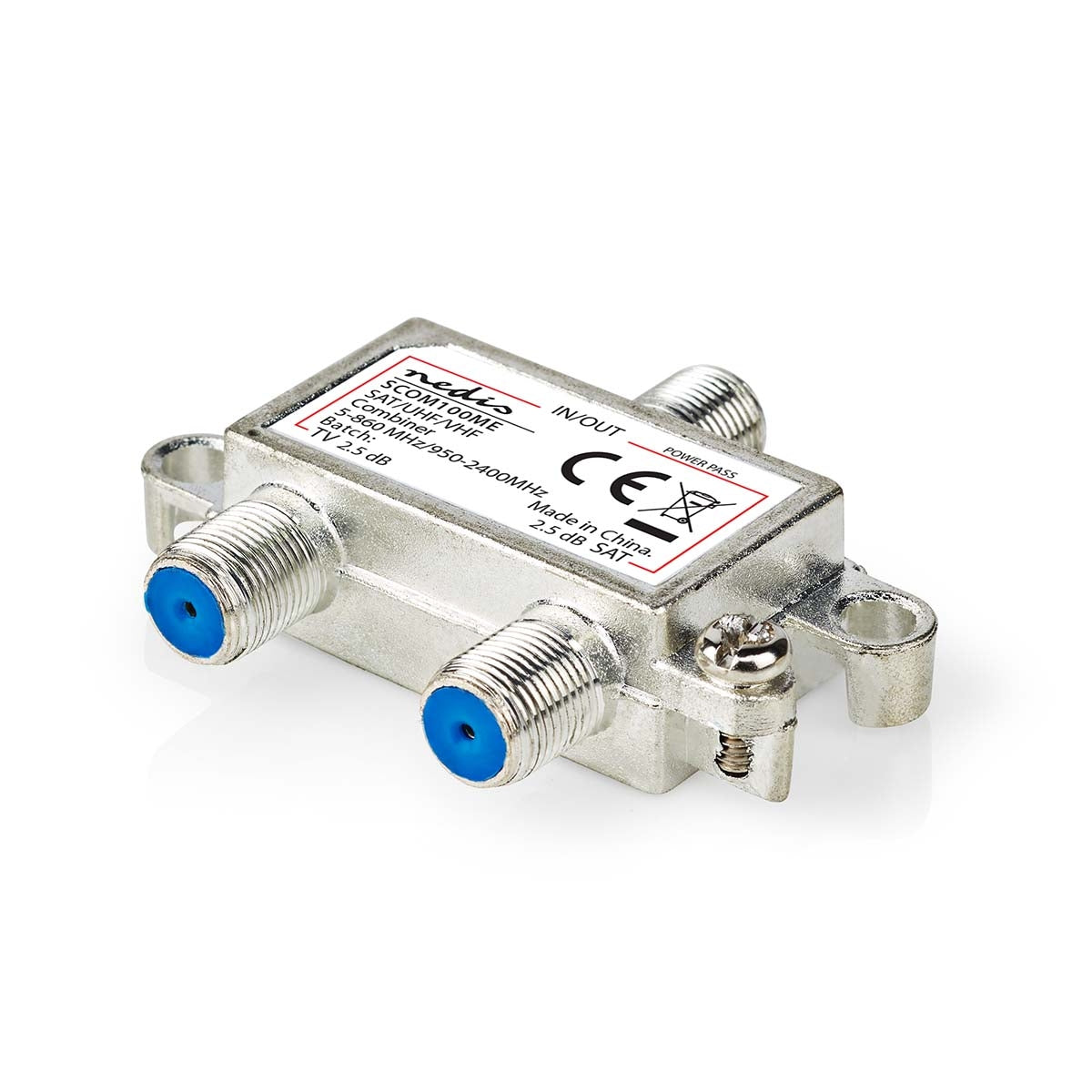 Satellite Combiner | 5-862 MHz | 950-2400 MHz | 75 Ohm | Current pass | Zinc | Silver
