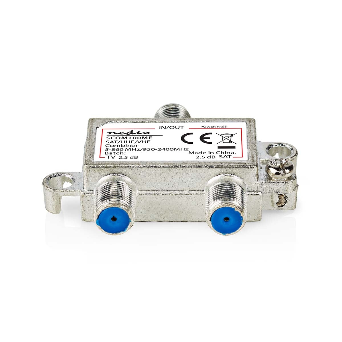 Satellite Combiner | 5-862 MHz | 950-2400 MHz | 75 Ohm | Current pass | Zinc | Silver