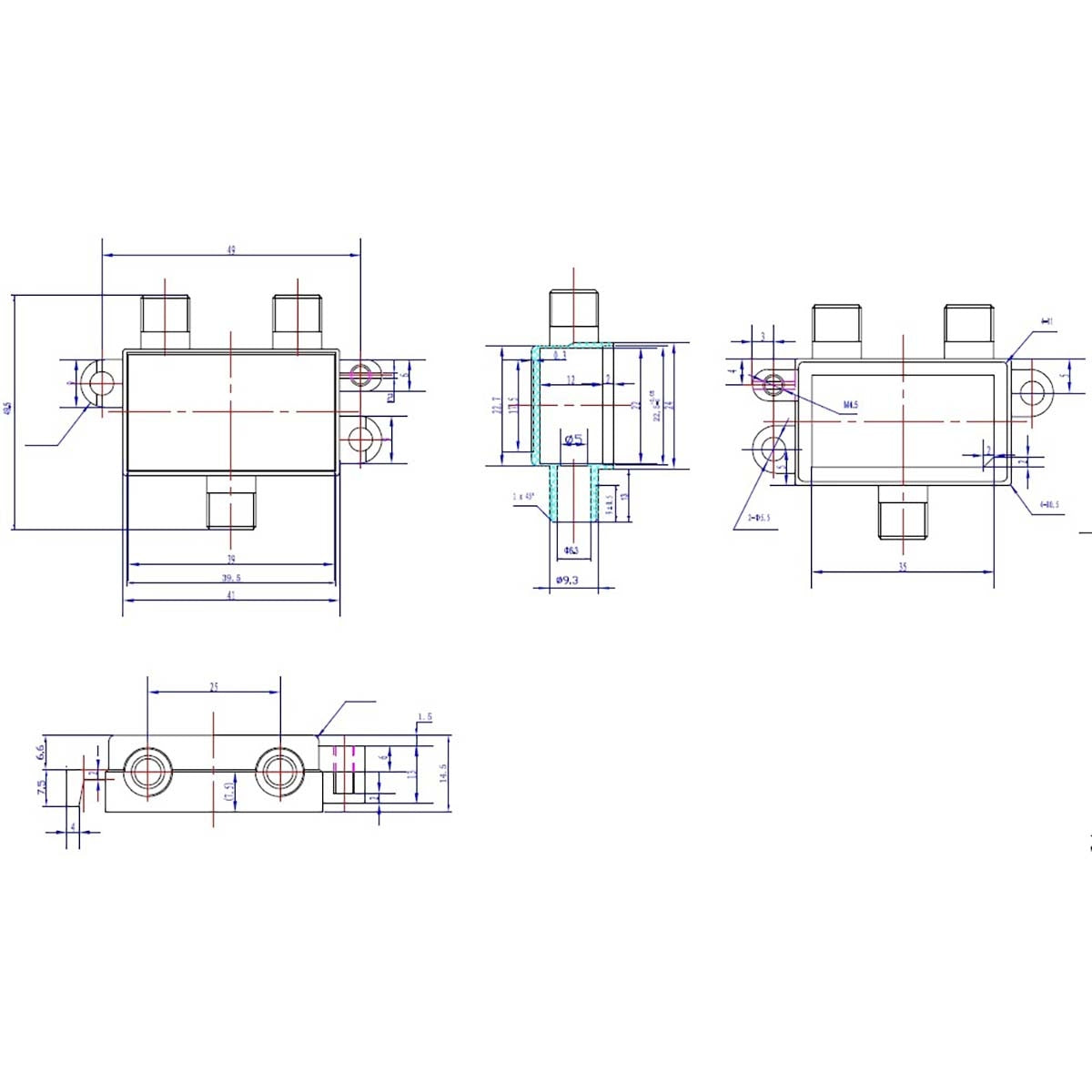 Satellite Combiner | 5-862 MHz | 950-2400 MHz | 75 Ohm | Current pass | Zinc | Silver
