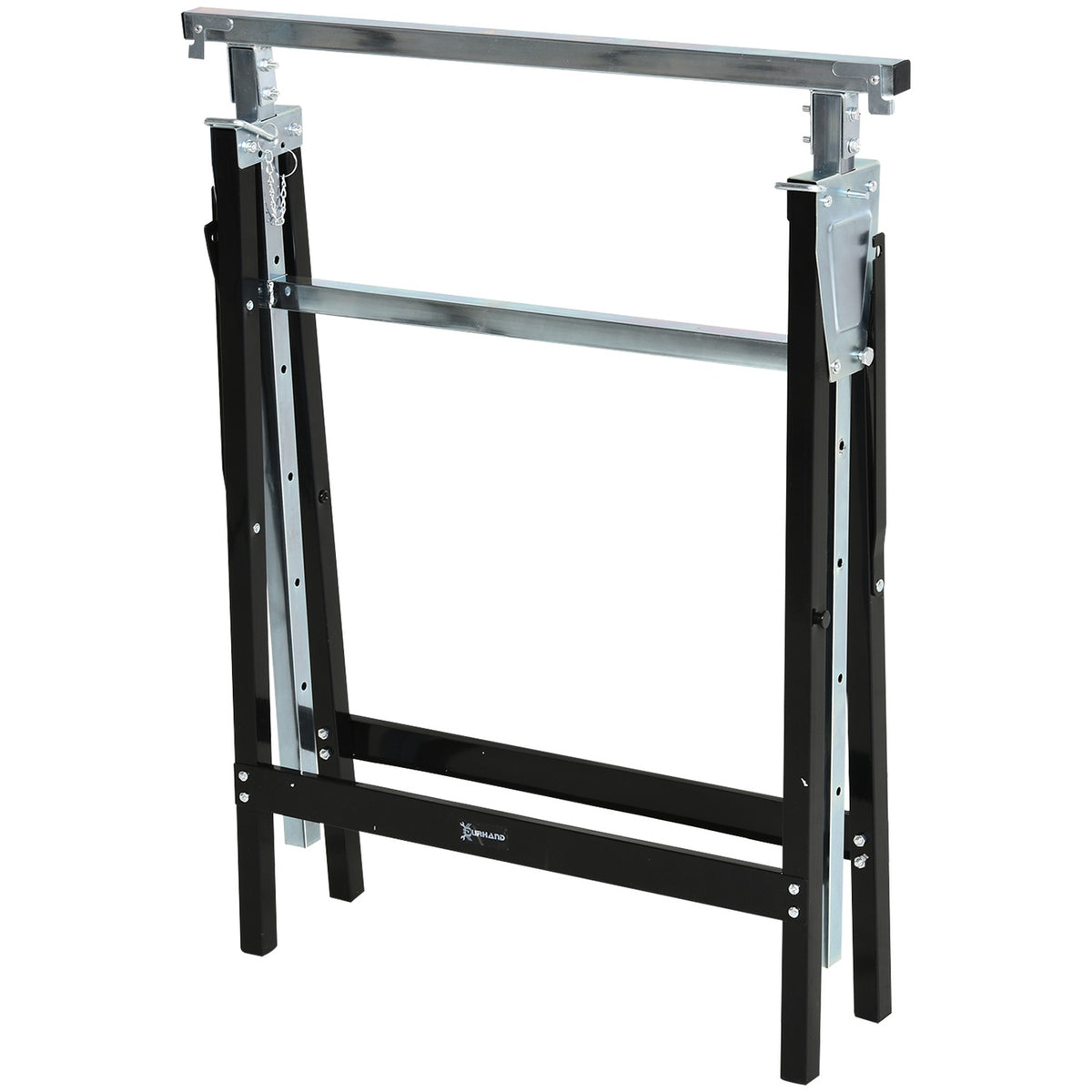 Sawhorse Height-Adjustable, Foldable, Metal, Black, 68X56X80-130Cm, Load Capacity Up To 200Kg
