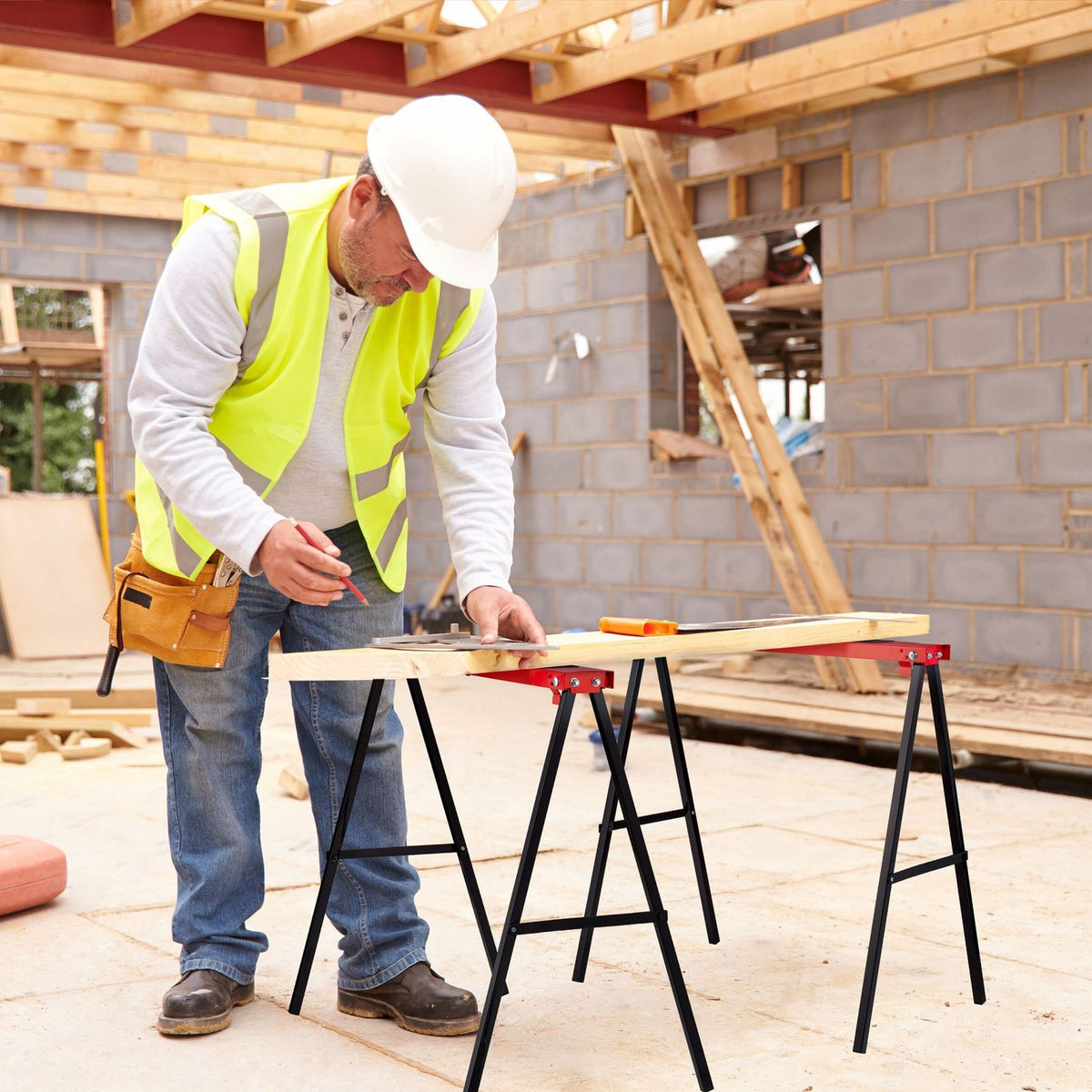 Sawhorse Set, Foldable, 100 kg Capacity