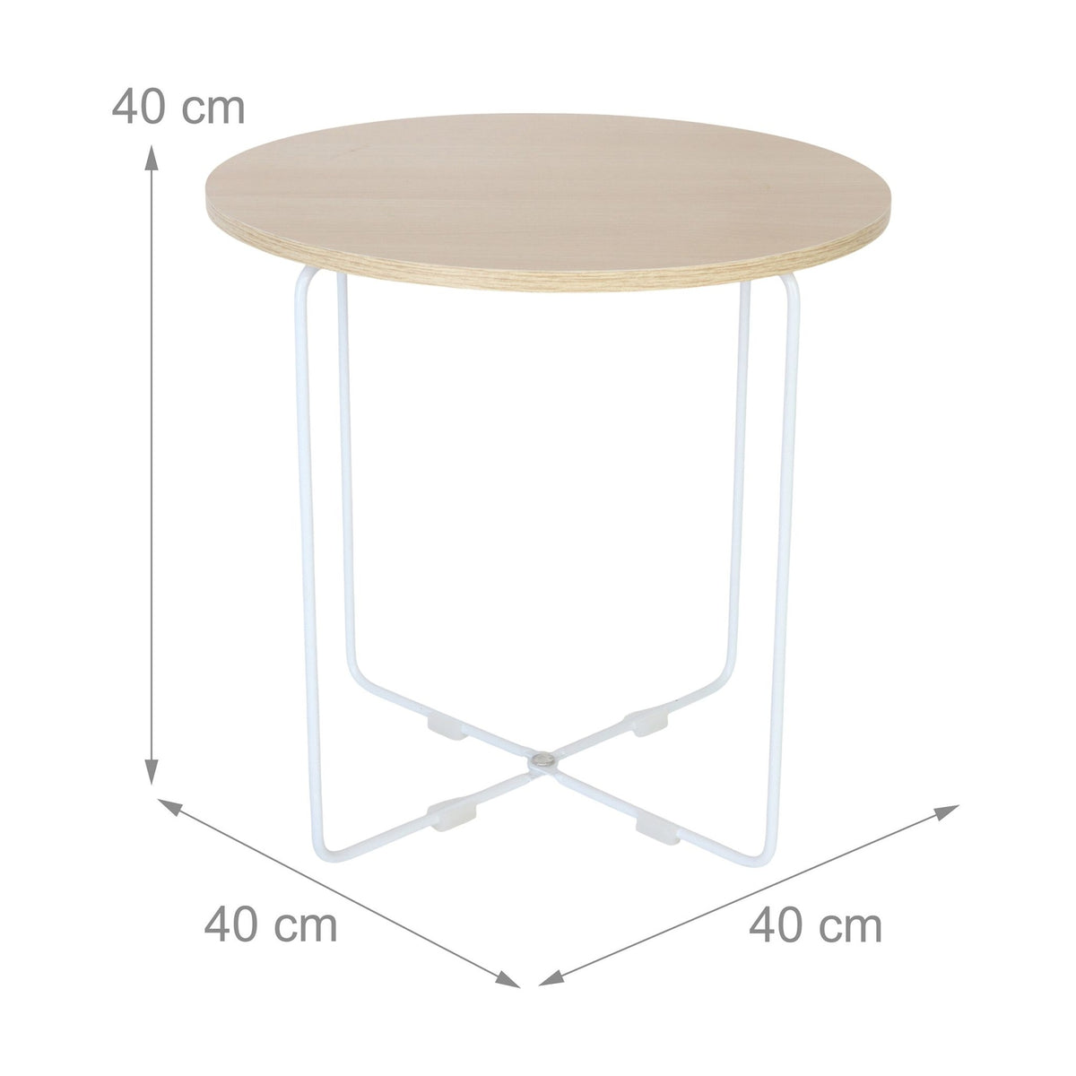 Scandinavian Side Table, Light Wood & White Metal