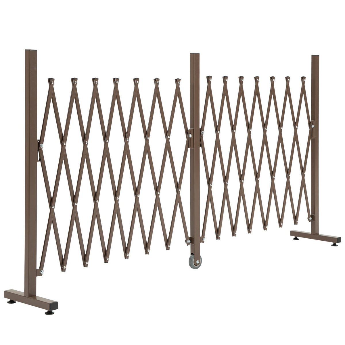Scissor Gate Barrier Extendable 52-405Cm Garden Aluminum Brown H103.5Cm