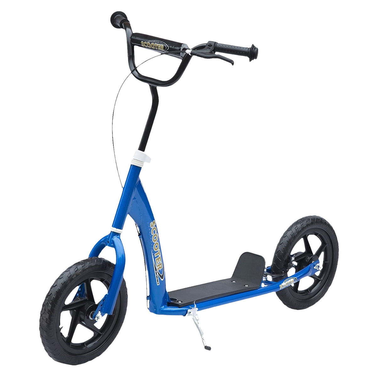Scooter Children'S Scooter City Scooter 12 Inch With Rear Brake, Height Adjustable, Steel & Eva, Blue, 120X52X80-88 Cm