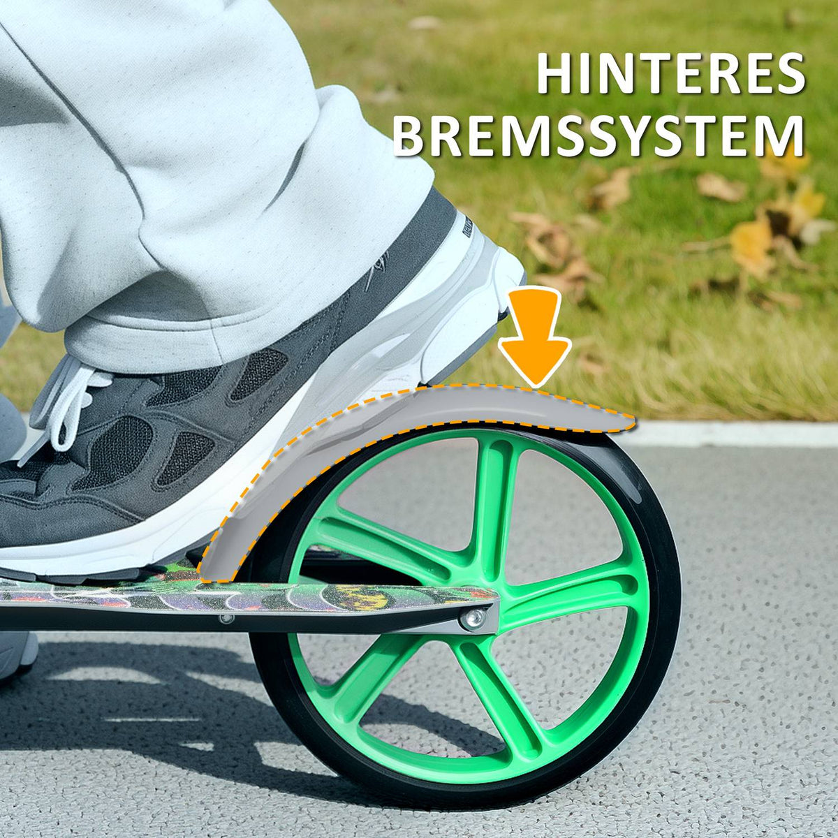 Scooter Children's Foldable Children's Scooter with Adjustable Handlebar Height, 2 Large Wheels, Rear Mudguard Brake, Kick Scooter for Children from 6-12 Years Green