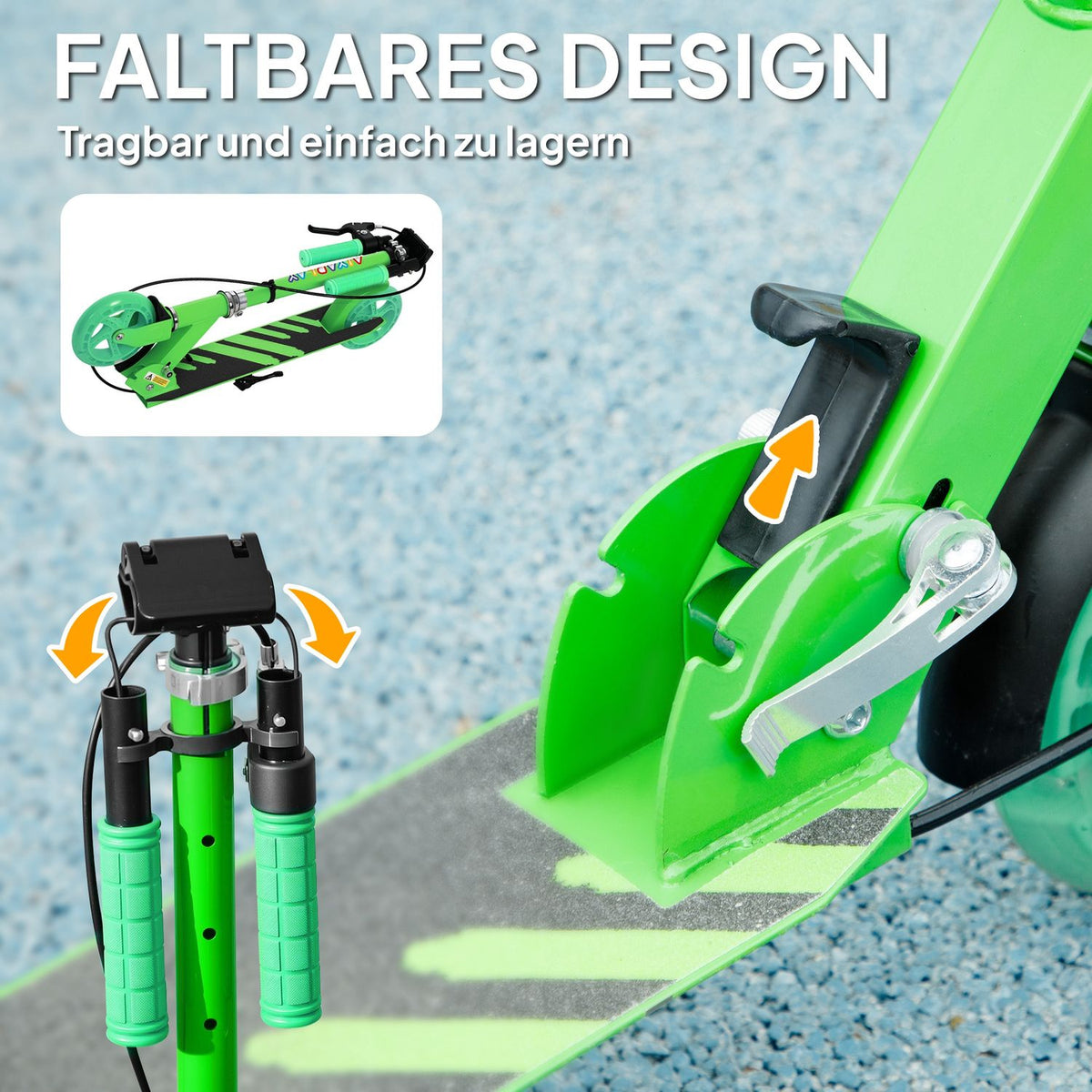 Scooter Children's Foldable Children's Scooter with Adjustable Handlebar Height, 2 Luminous Wheels, Handbrake & Rear Wheel Brake Kick Scooter for 3-8 Years Children Green