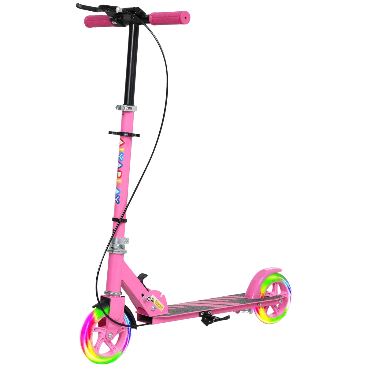 Scooter Children's Foldable Children's Scooter with Adjustable Handlebar Height, 2 Luminous Wheels, Handbrake & Rear Wheel Brake Kick Scooter for 3-8 Years Children Pink
