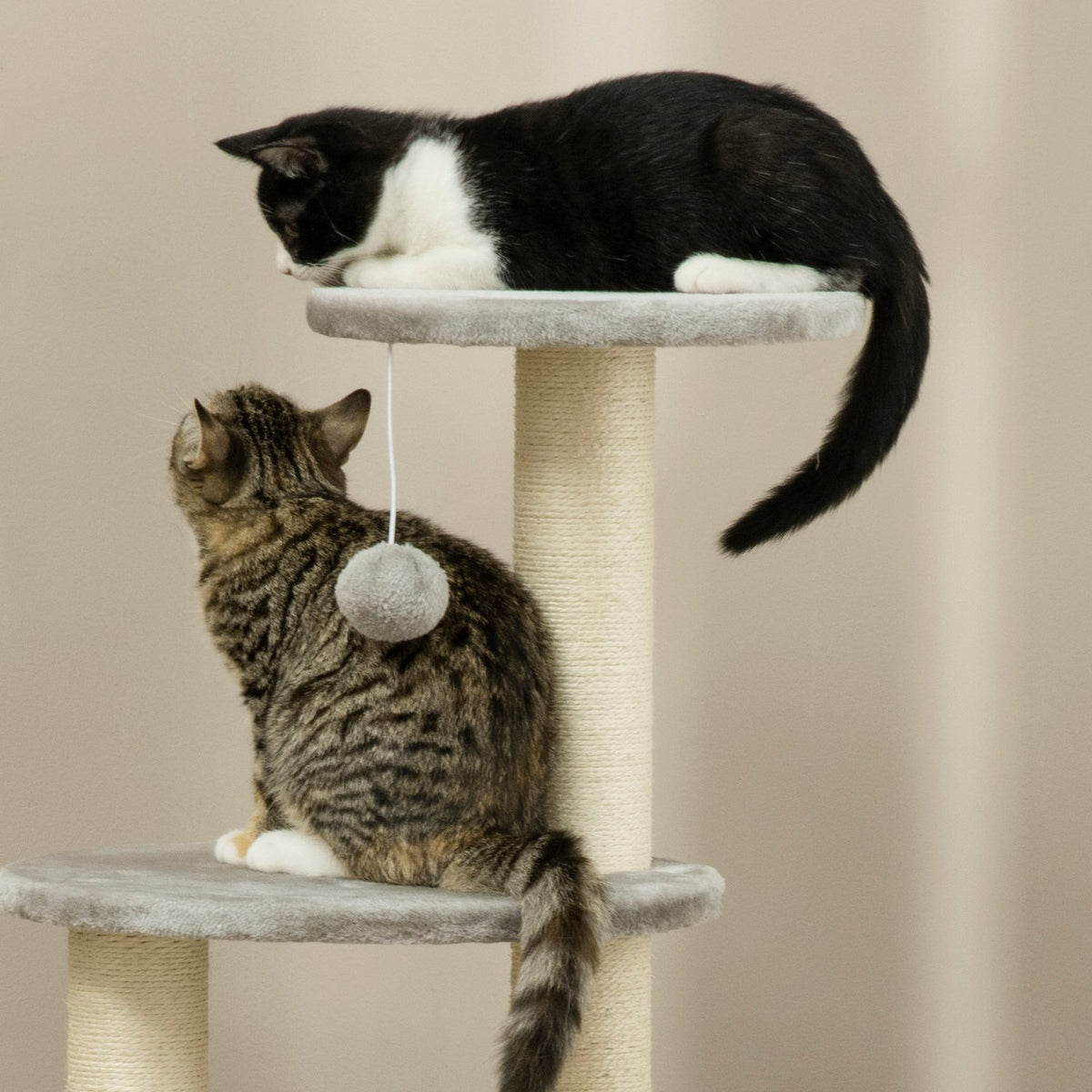 Scratching Post 115.5Cm Cat Tree With Cat Cave & Hammock, Jute Posts, Light Gray