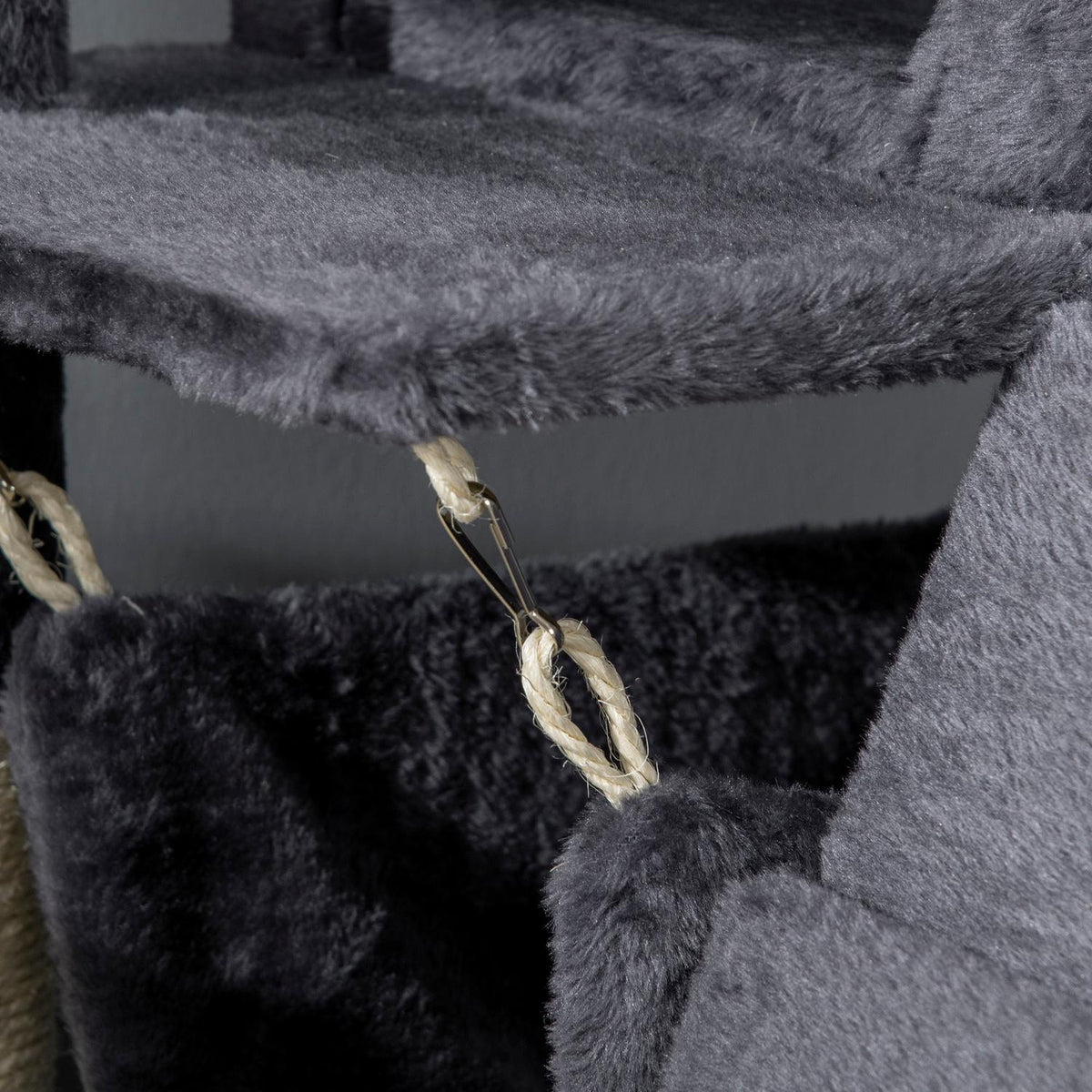 Scratching Post 125Cm With Cat House, Hammock, Toy Ball, Tunnel & Ladder, Dark Grey