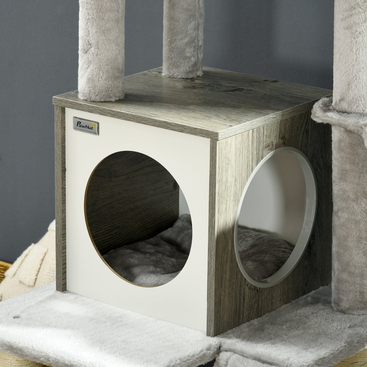 Scratching Post 141.5 Cm Cat Tree With Cat Cave, Play Ball, Hanging Bed, 2 Platforms, Sisal