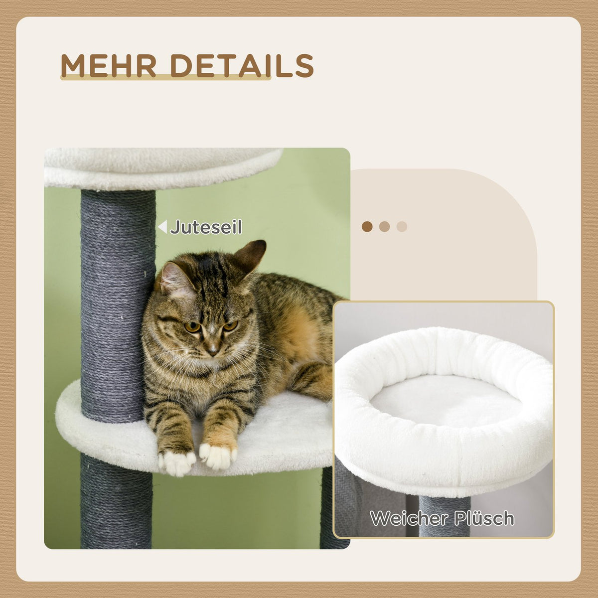 Scratching Post 98Cm Stable Cat Tree With Scratching Board & Cat Cave, 3 Platforms, Cat Furniture In Grey+White