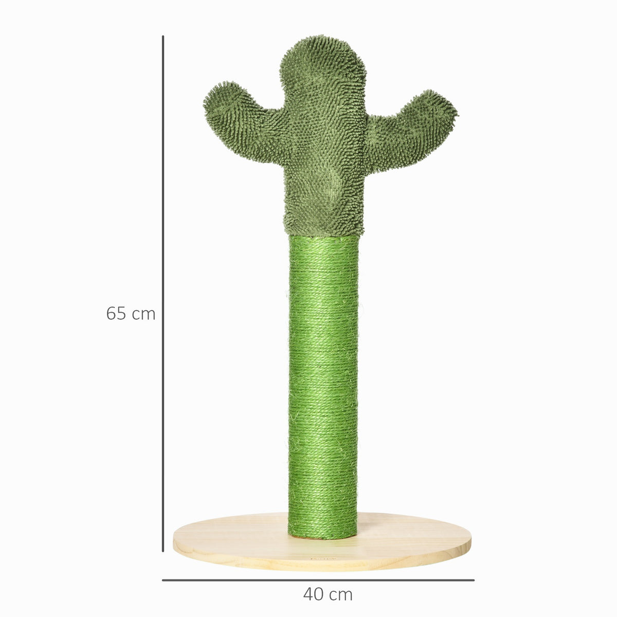 Scratching Post Cactus Design Scratching Posts For Cats, Pine Wood & Sisal Rope, Toy, 65Cm, Green+Natural