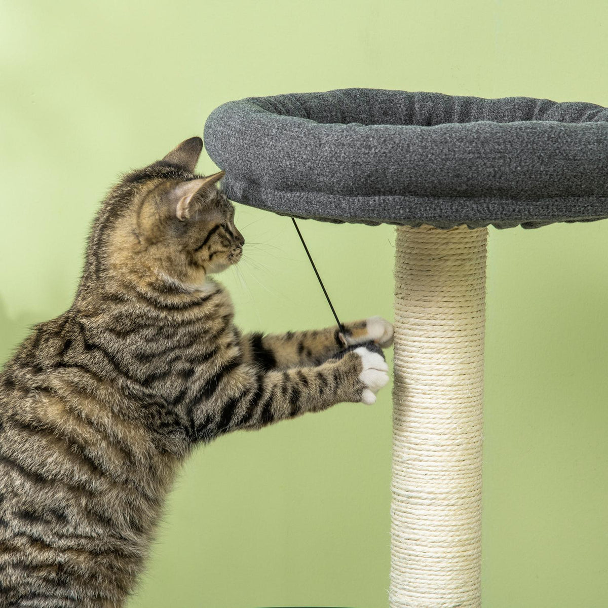 Scratching Post Cat Tree Litter Tray 131.5H Cm Climbing Tree Sisal Columns Cat Bed Dark Gray + White