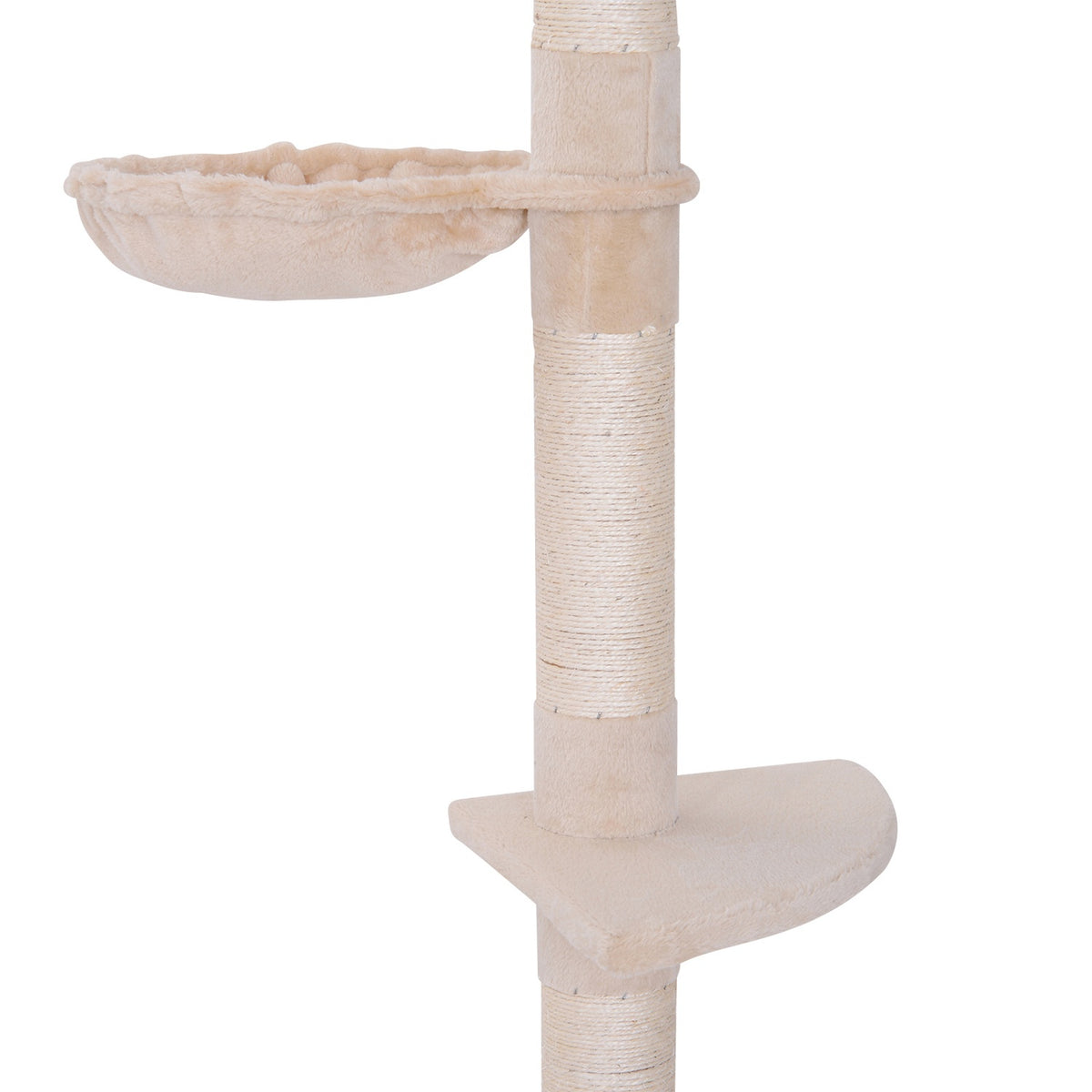 Scratching Post Ceiling High Beige Height-Adjustable Cat Tree With Sisal Columns, For Climbing & Scratching, 40X34X230-260Cm
