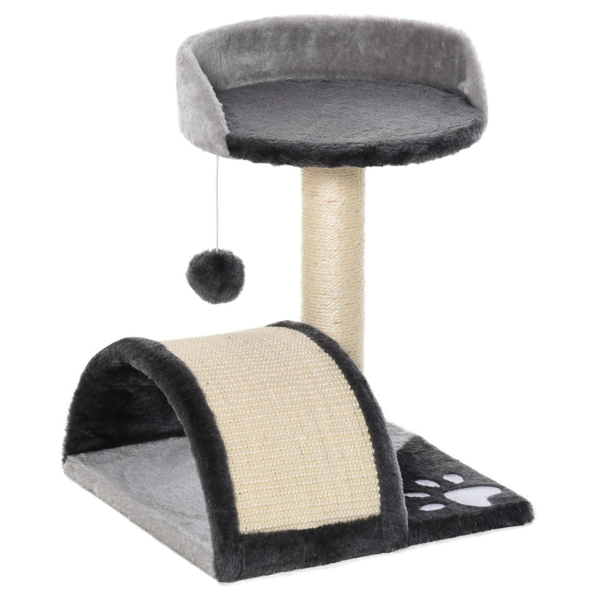Scratching Post Play Balls & Sisal Rope Scratching Poles, Stable Cat Tree, Gray, 35.5X37X46Cm