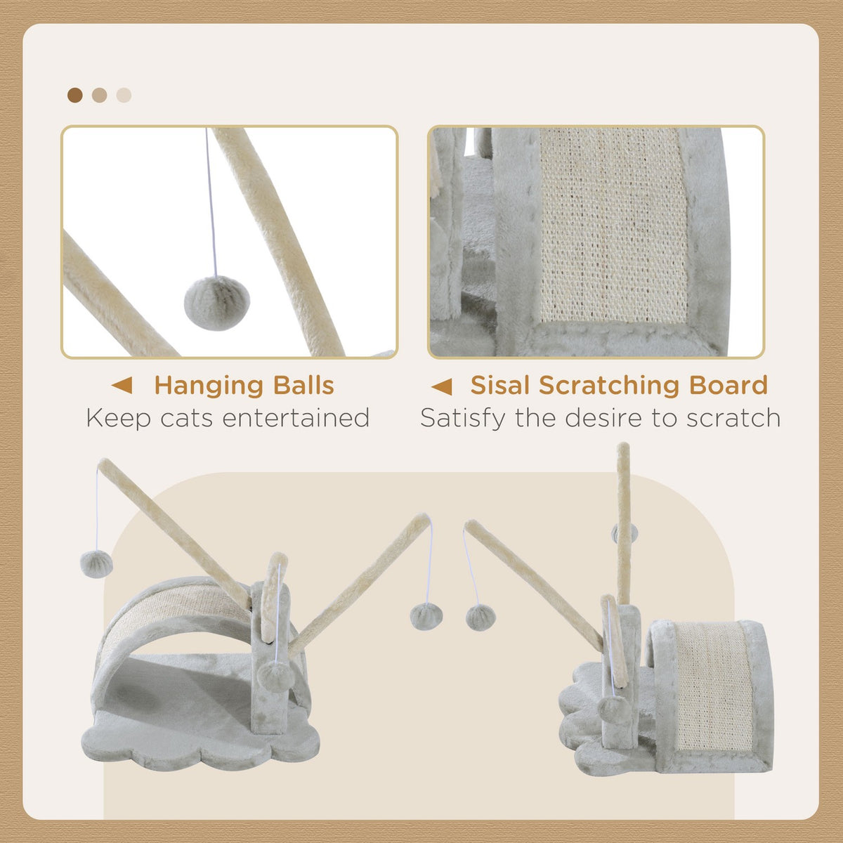 Scratching Post Stable Cat Scratching Post With Sisal, Climbing Tree For Cats, Light Grey