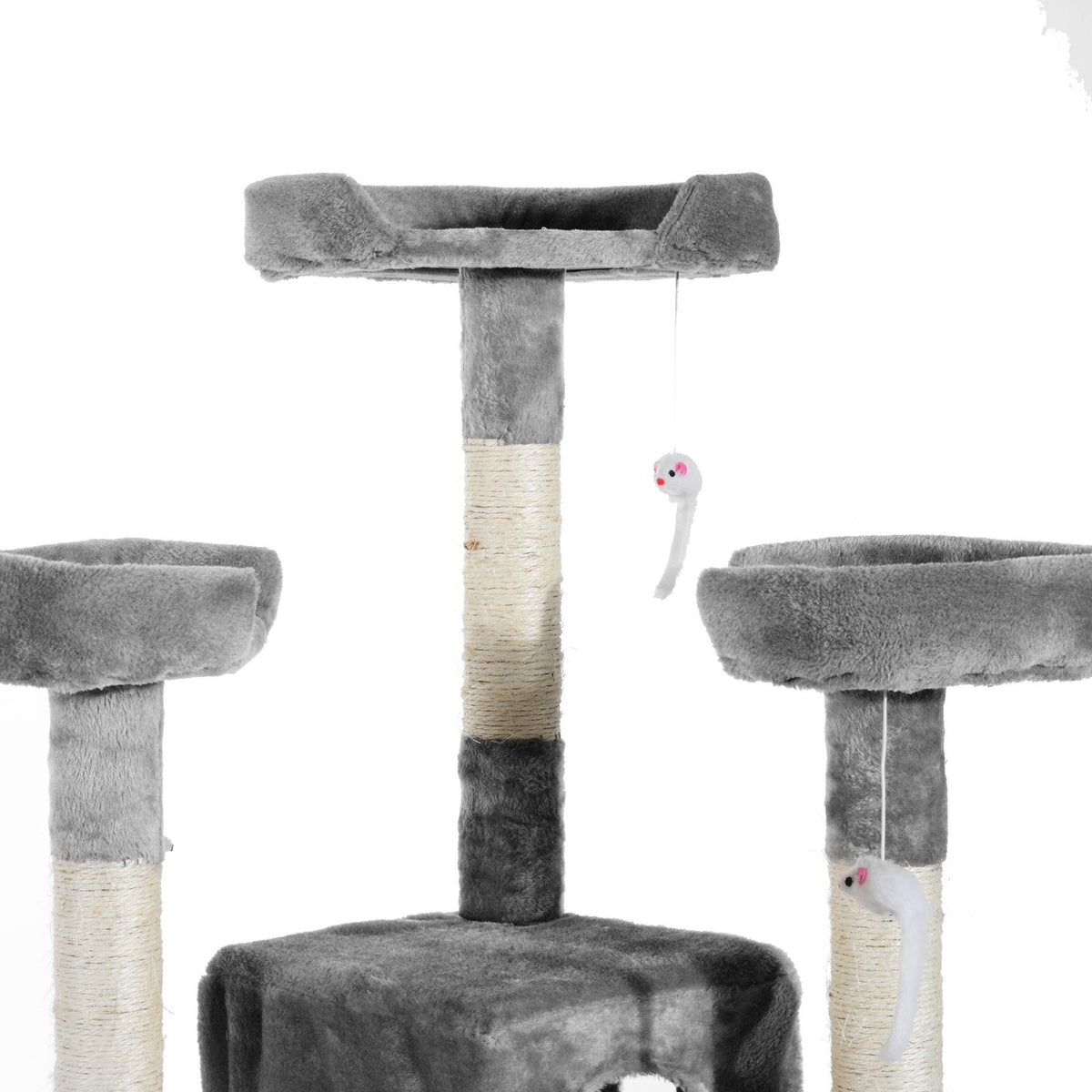 Scratching Post Xxl Cat Cave Ladder Climbing Tree Multi-Level Gray 50X50X170Cm
