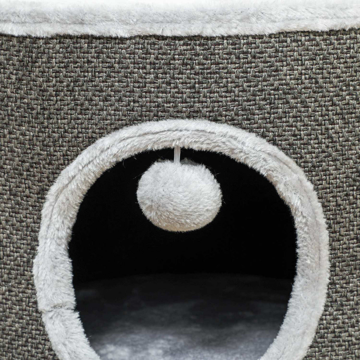 Scratching barrel, 30 cm high cat barrel with cave, scratching post, cat tower made of sisal, for cats up to 5 kg, dark gray