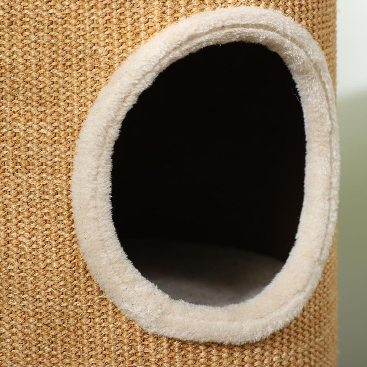 Scratching barrel, 60 cm high cat barrel with 2 caves, scratching post, cat tower made of sisal, for cats up to 5 kg, brown