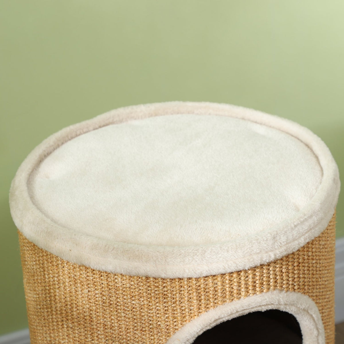 Scratching barrel, 60 cm high cat barrel with 2 caves, scratching post, cat tower made of sisal, for cats up to 5 kg, brown