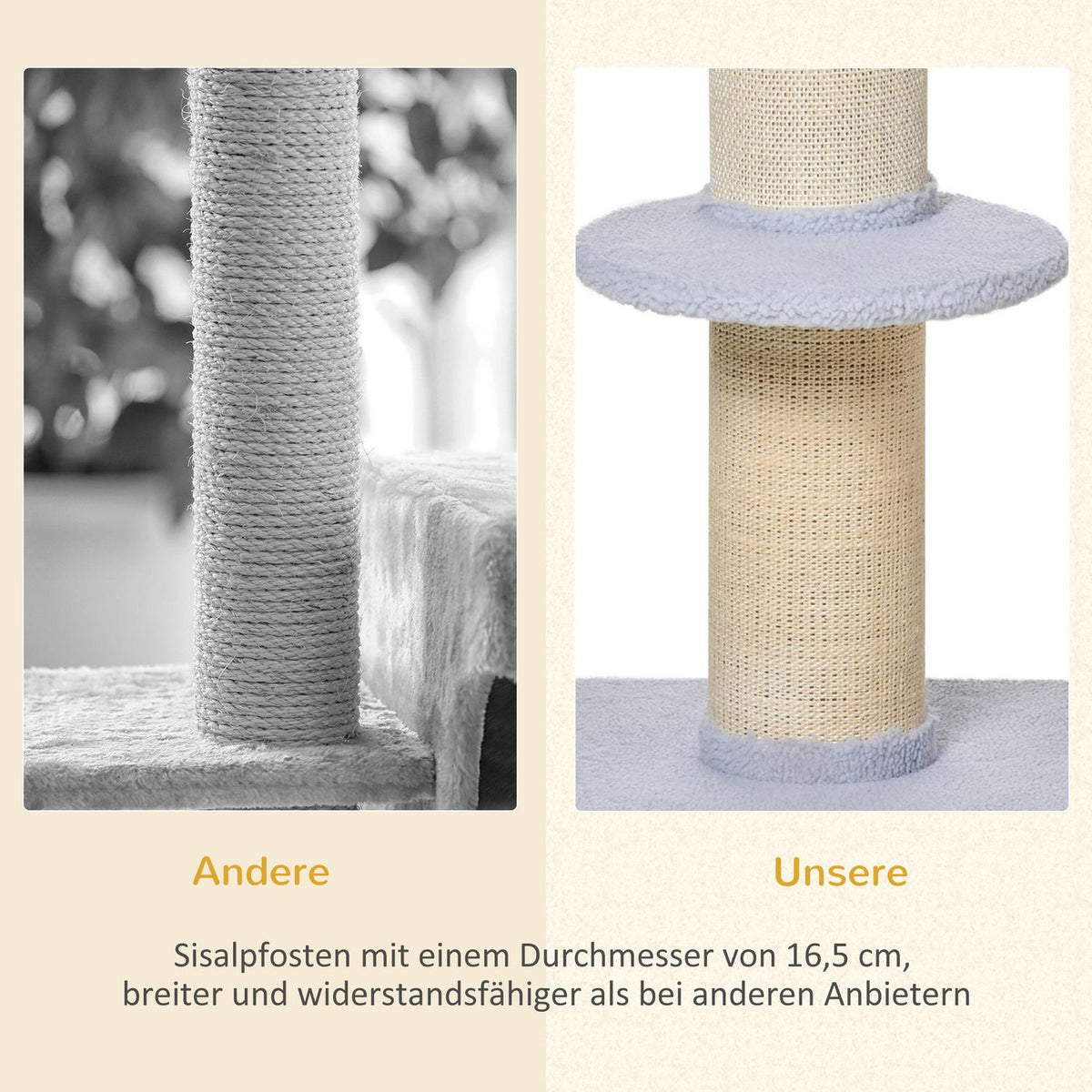 Scratching post, load capacity 30kg, play tree with scratching post, platform, sisal, light blue, 45x45x91cm