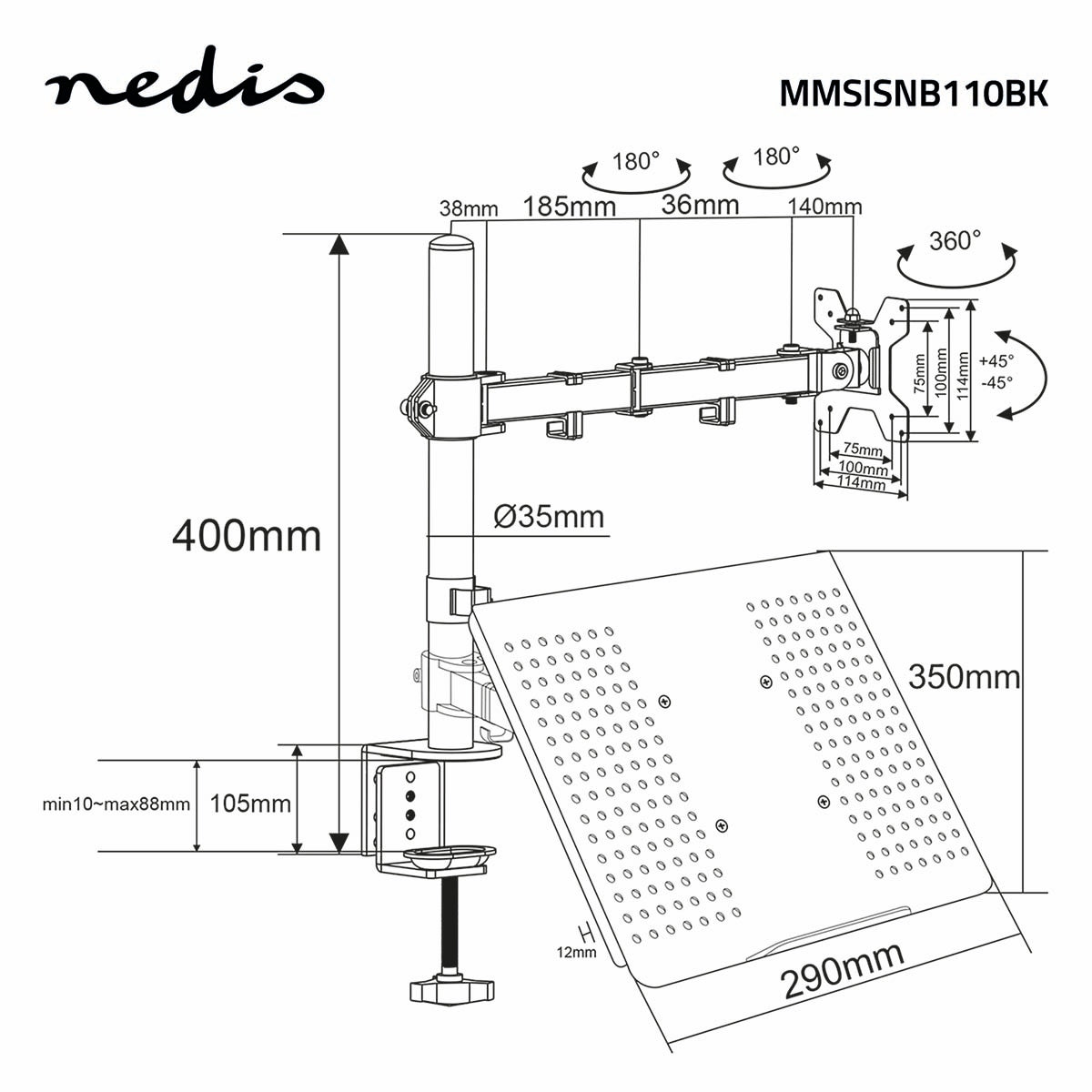 Screen Mount | Notebook | 1 Screen(s) | 15 - 32 " | 75x75 / 100x100 | Interactive