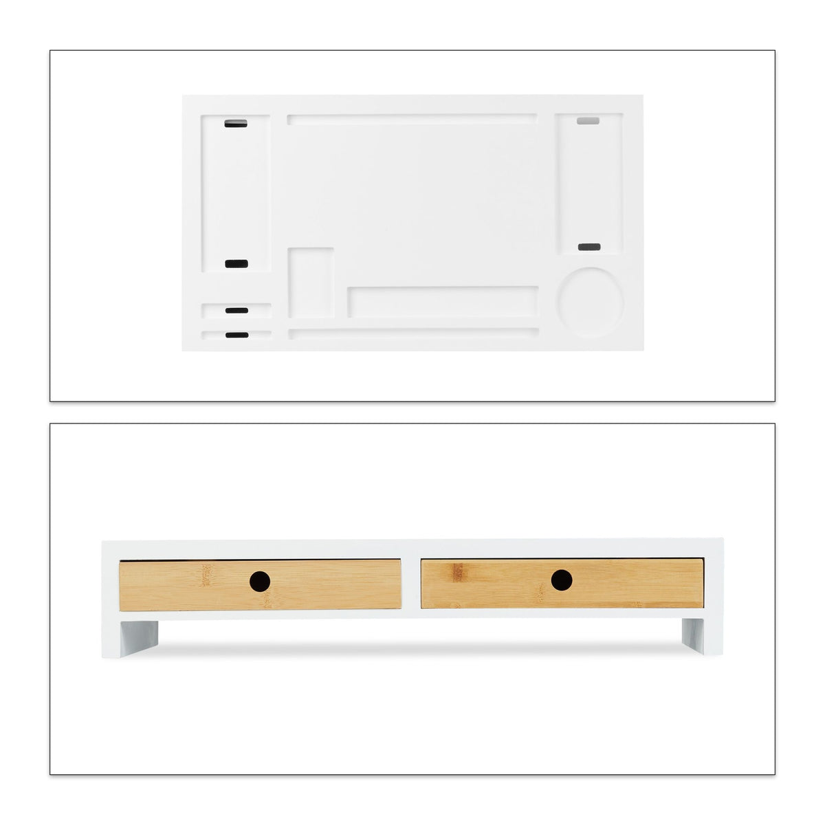 Screen stand and desk storage