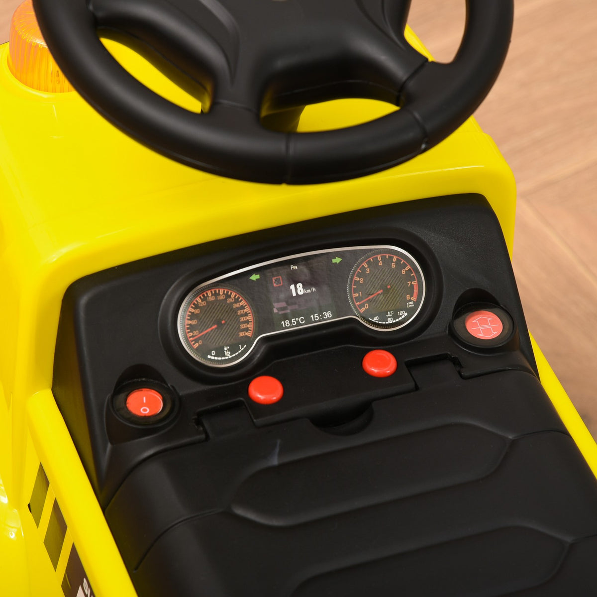 Seat Excavator Ride-On Car For Baby 18-36 Months, With Tipping Bucket & Shovel, Metal & Pp Plastic, Yellow