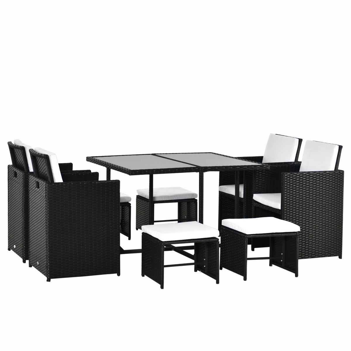 Seating Group 8 People Polyrattan Garden Set Seating Set Black
