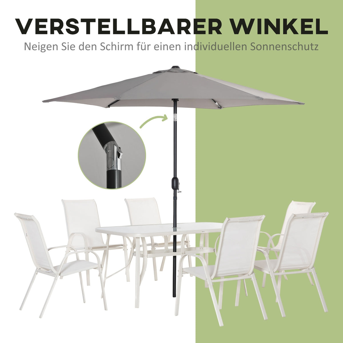 Seating Group For 6 People Dining Group With Parasol Garden Furniture Set Aluminum Cream White + Light Gray