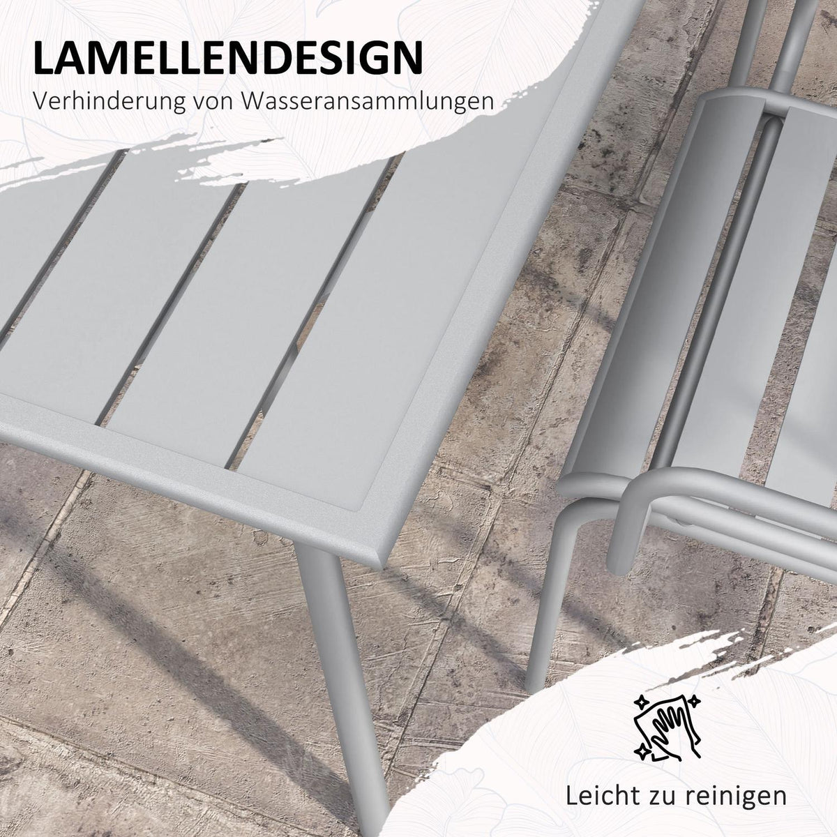 Seating Group Garden Furniture Set Dining Table 4 Stackable Chairs Garden Set Steel Light Gray