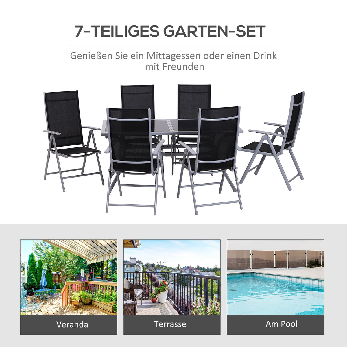 Seating Set For 6 People, Garden Set, Garden Furniture, Aluminum