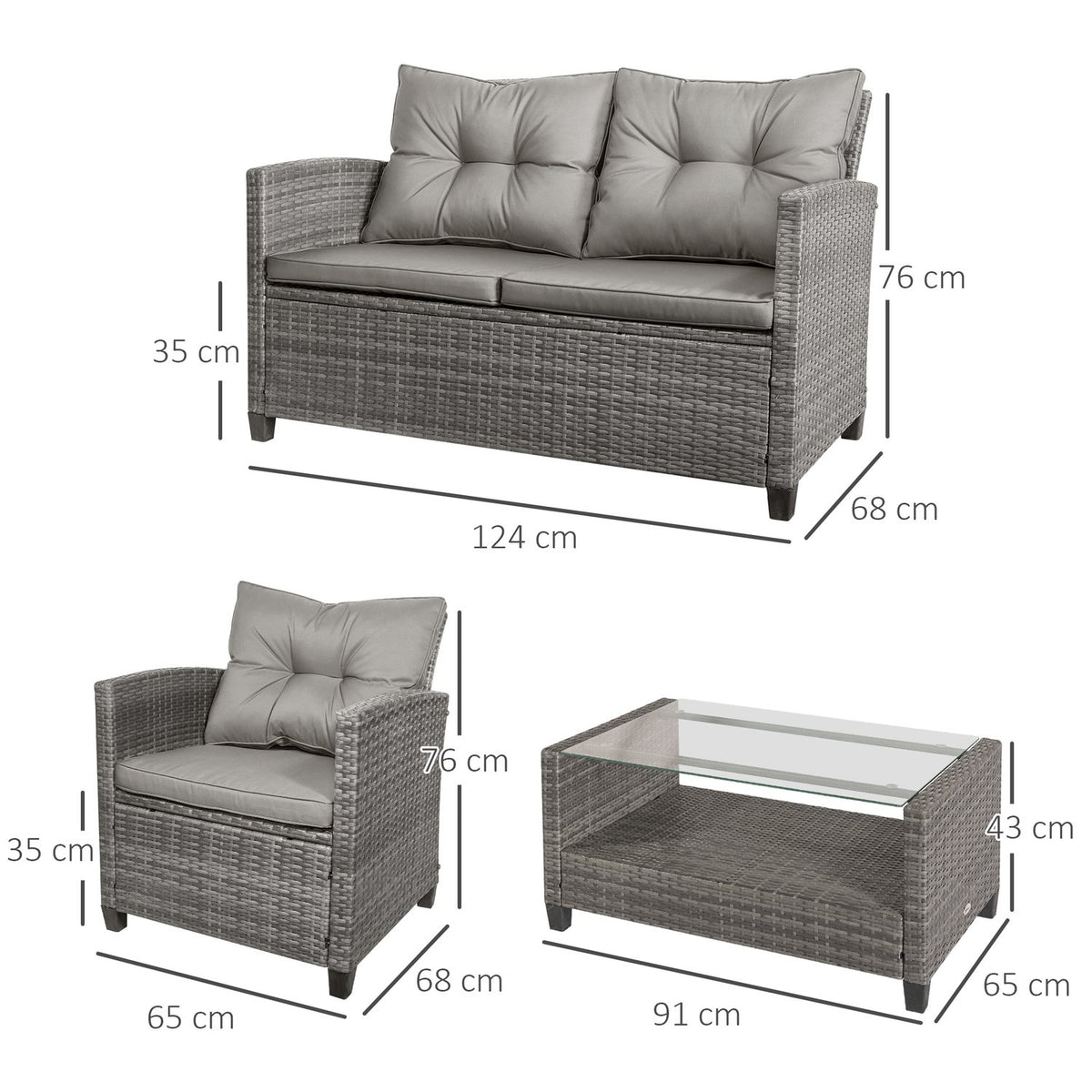 Seating Set, Sofa Set, Metal, Luxury, Gray