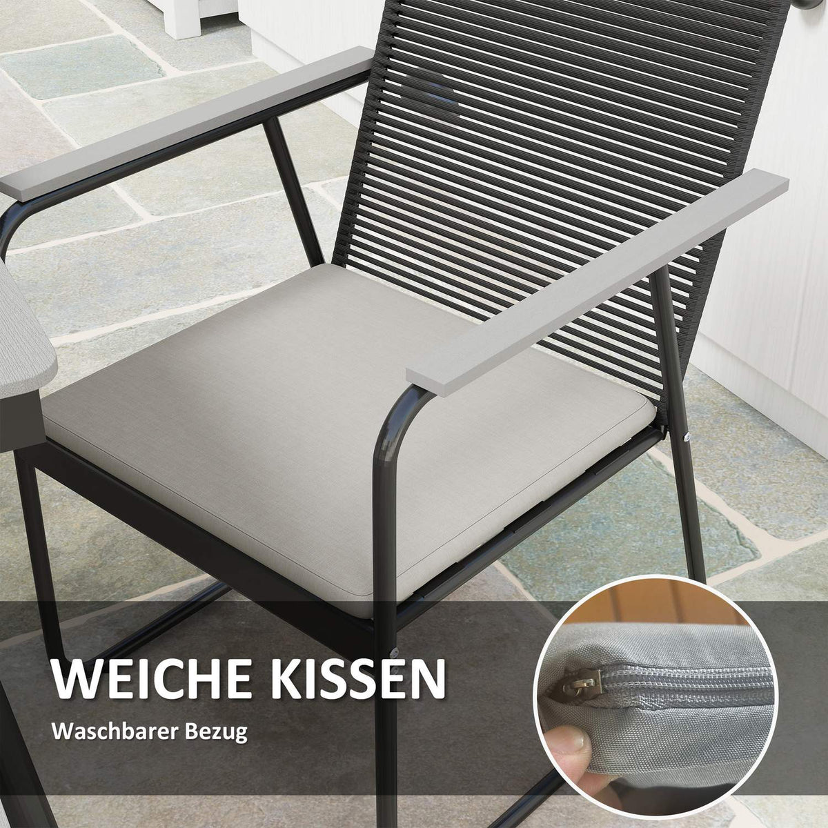 Seating group 7-piece metal dining group for 6 people Dining table with table 6 chairs Dining room group Kitchen table set with metal frame Balcony furniture Garden furniture for terrace, balcony Gray